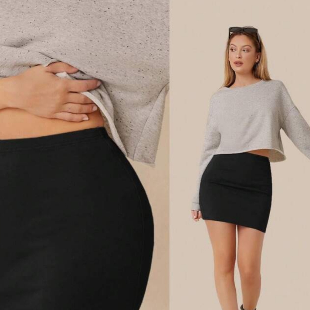 Basic Black Stretch Mini Skirt - image 1